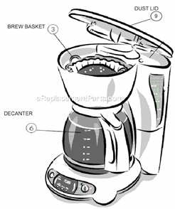 Page A Diagram and Parts List for  Mr Coffee Coffee Maker